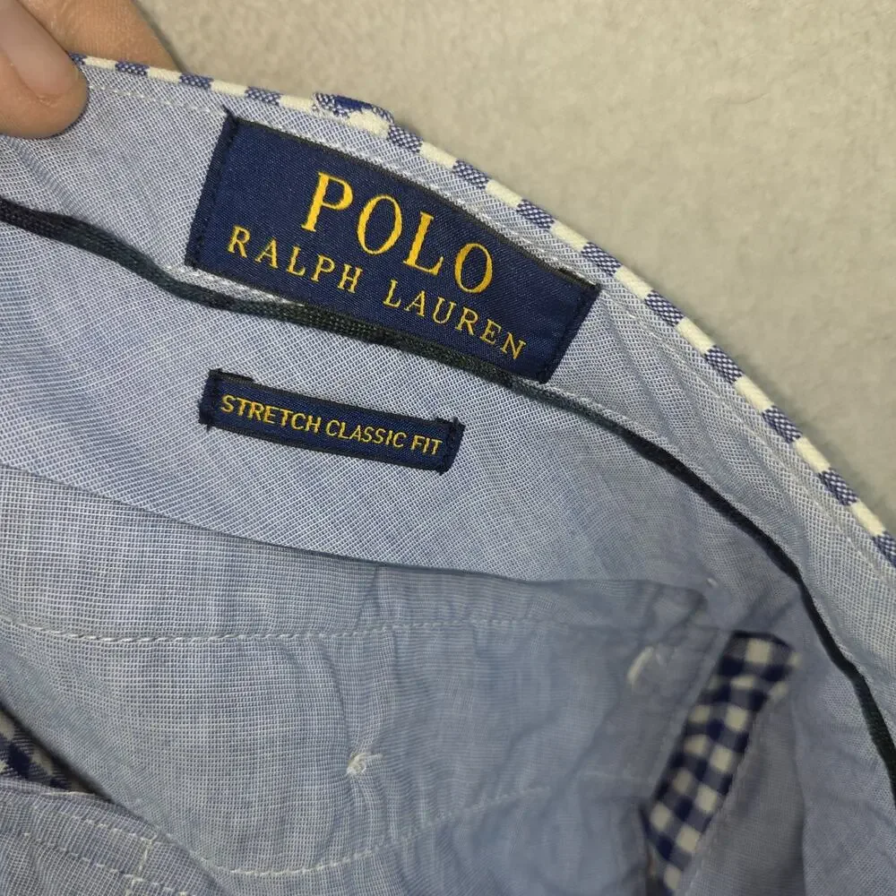 Polo Golf Blue & White Gingham Mens Fairway Shorts Sz 34 Preppy Plaid Gingham - Picture 8 of 11